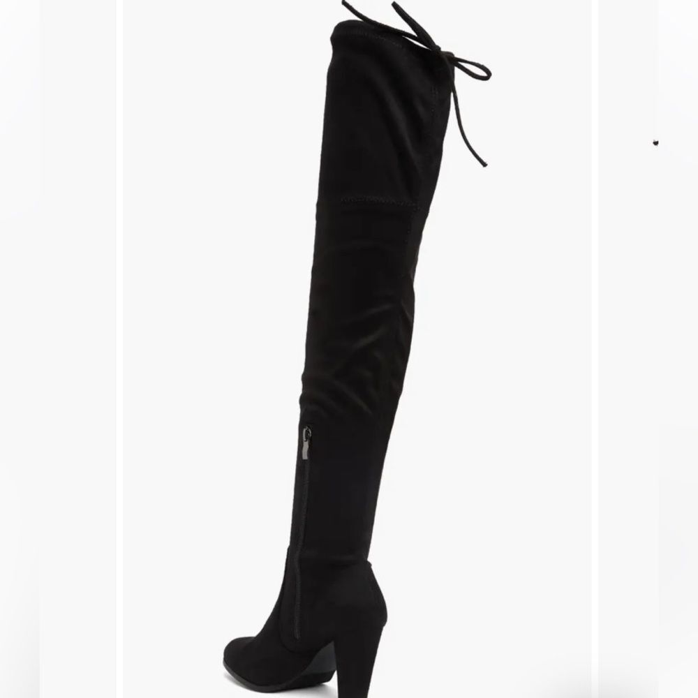 NEW Catherine Malandrino Monarch Block Heel Boot Faux Suede Knee Black Size 7.5 - Picture 5 of 13